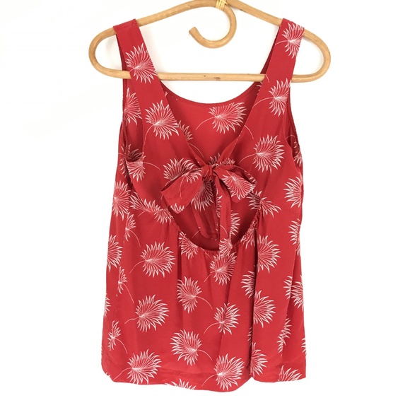 Madewell Red Silk Cut out Tie Back Size Medium - Picture 1 of 5